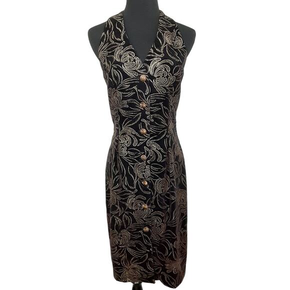 Vintage 90s Mini Cocktail Dress Button Front Waistcoat Velour Black Sexy NWT - Picture 7 of 15